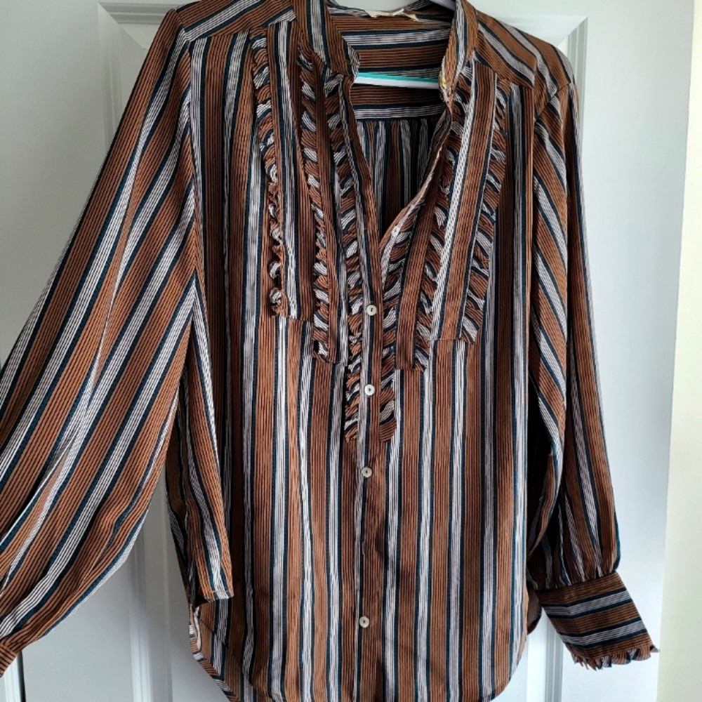 Chocolate Brown striped Long sleeve Top